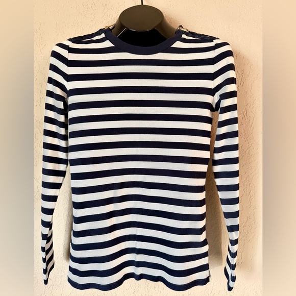 Lauren Ralph Lauren Striped Long Sleeve Top - Navy Blue sand White - Picture 5 of 16